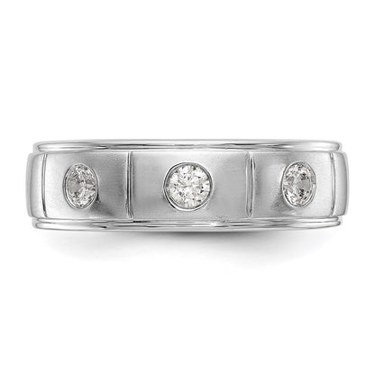14K White Gold Real Diamond Men's Band