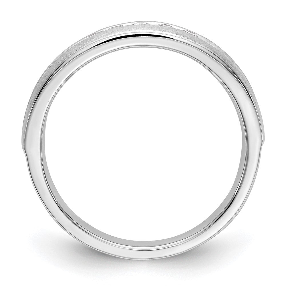 14K White Gold Real Diamond Men's Band