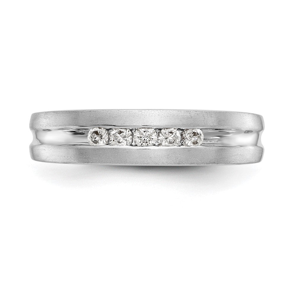 14K White Gold Real Diamond Men's Band