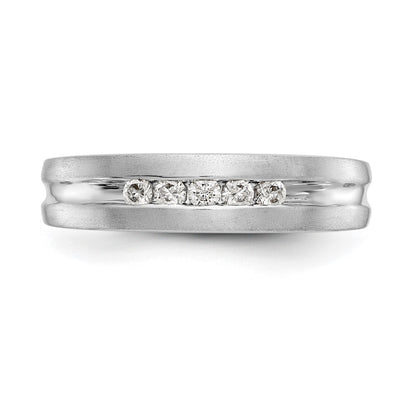 14K White Gold Real Diamond Men's Band