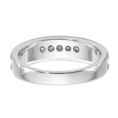 14K White Gold Real Diamond Men's Band
