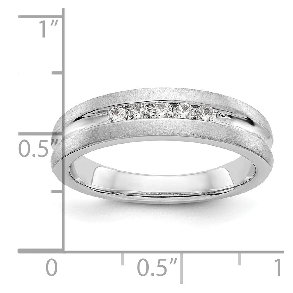 14K White Gold Real Diamond Men's Band