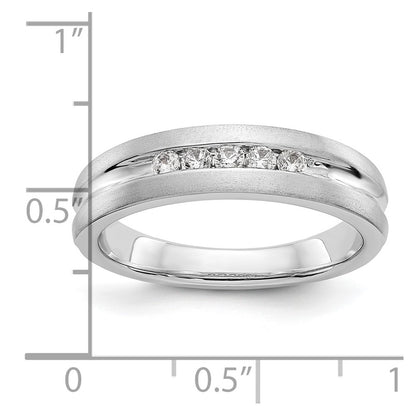 14K White Gold Real Diamond Men's Band
