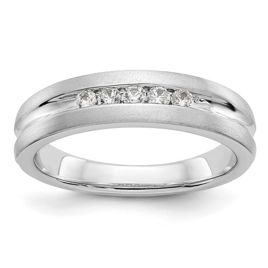 14k White Gold 5-Stone 1/4 carat Diamond Complete Mens Channel Band