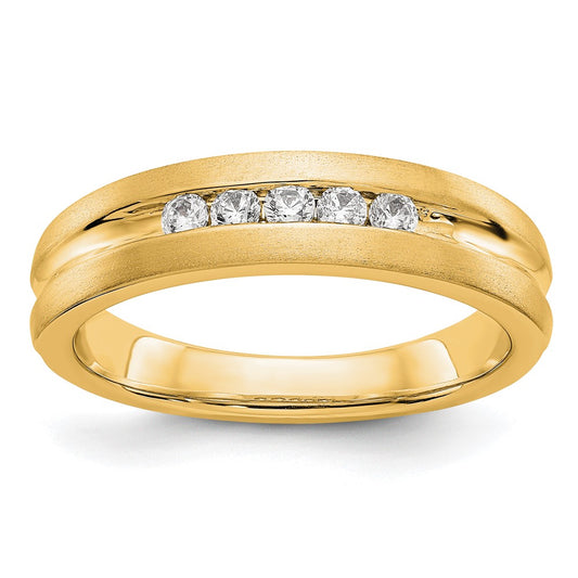 14K Yellow Gold Real Diamond Men's Band