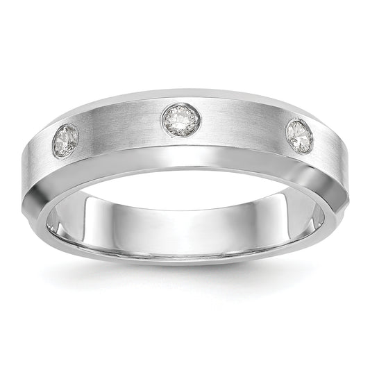 0.15ct. CZ Solid Real 14K White Gold Men's Wedding Band Ring