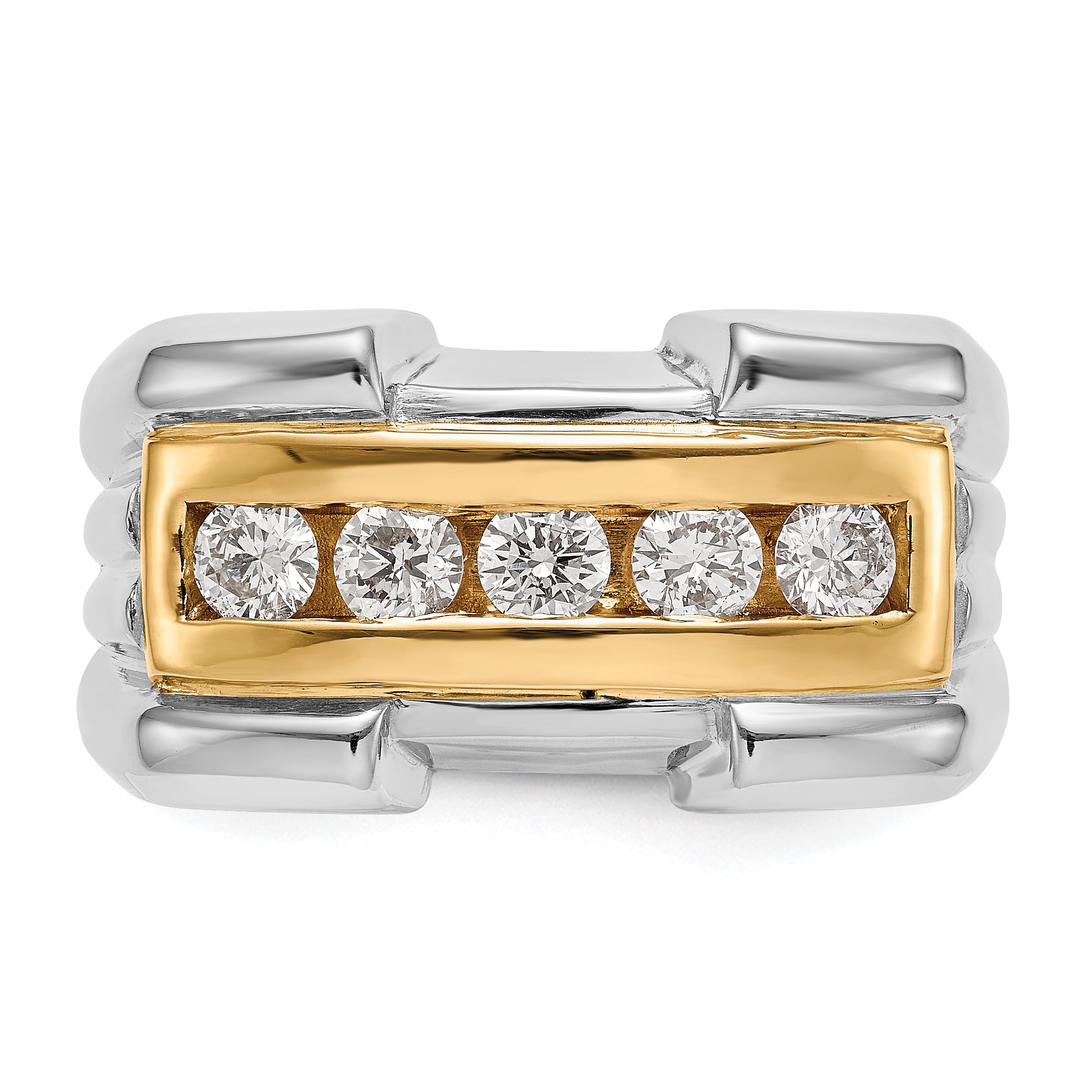 0.64ct. CZ Solid Real 14k Two-tone Men's Wedding Band Ring