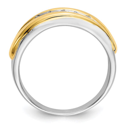 14k Two-tone Gold 5-Stone 3/8 carat Diamond Complete Mens Band