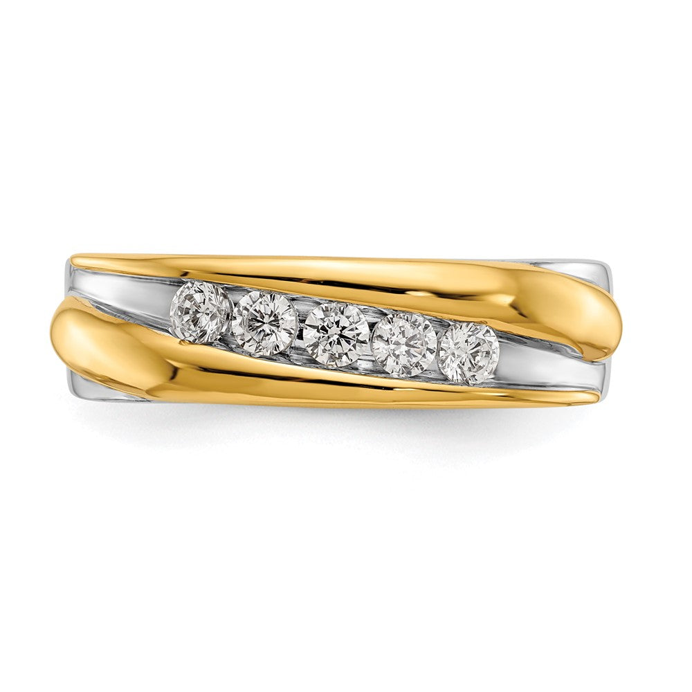 14k Two-tone Gold 5-Stone 3/8 carat Diamond Complete Mens Band