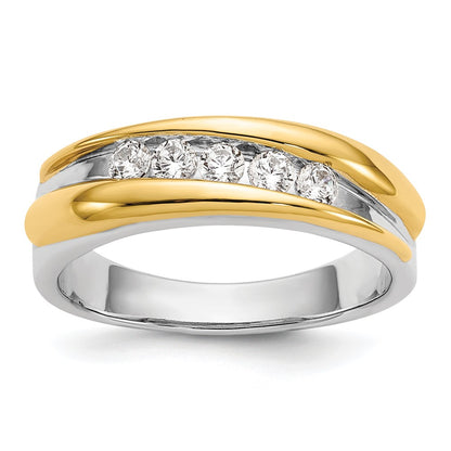 0.40ct. CZ Solid Real 14k Two-tone Men's Wedding Band Ring