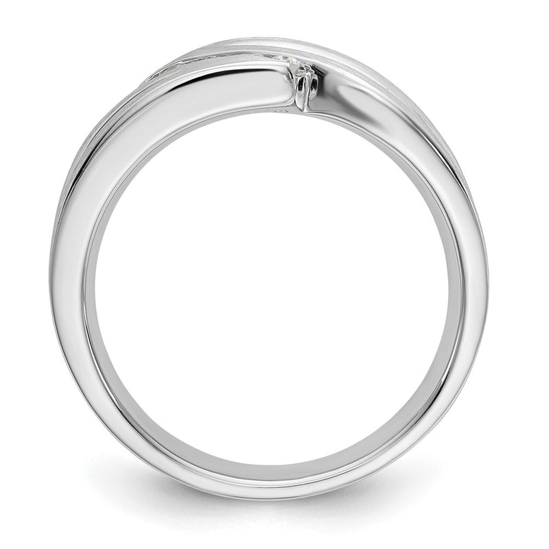 14K White Gold Real Diamond Men's Band