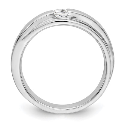 0.21ct. CZ Solid Real 14K White Gold Men's Wedding Band Ring
