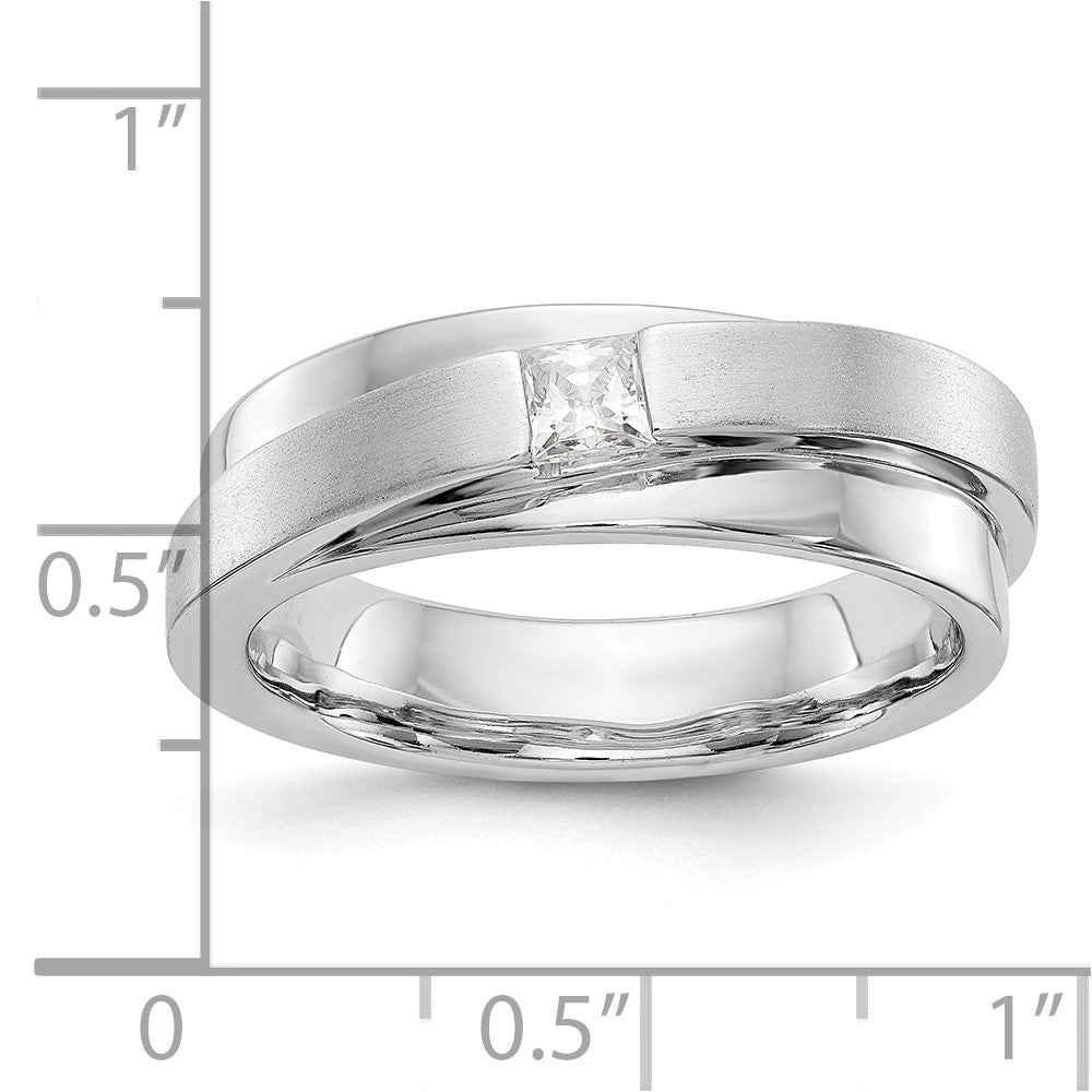 0.21ct. CZ Solid Real 14K White Gold Men's Wedding Band Ring