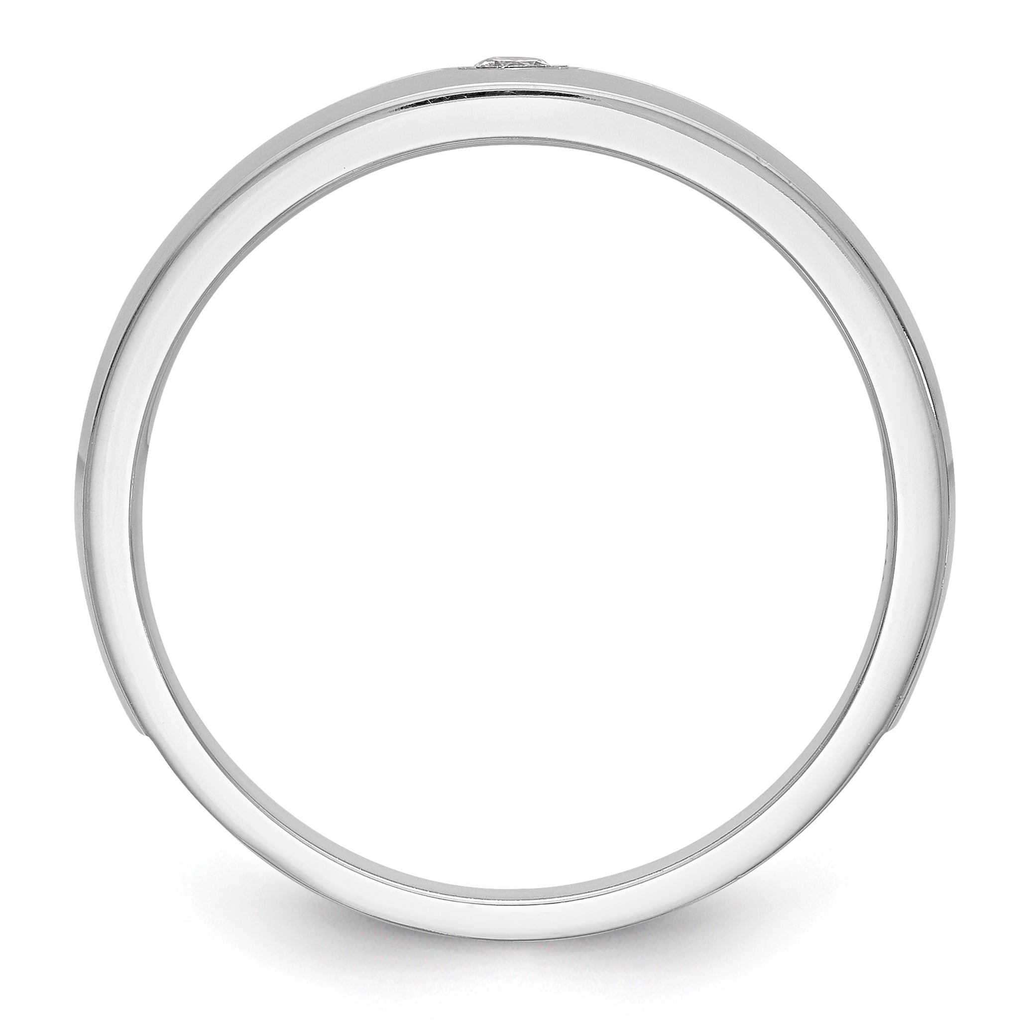 0.07ct. CZ Solid Real 14K White Gold Men's Wedding Band Ring