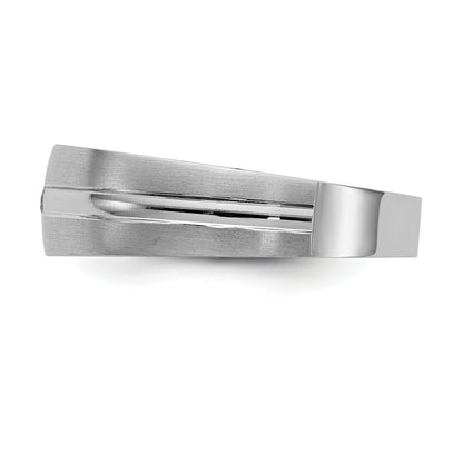 0.07ct. CZ Solid Real 14K White Gold Men's Wedding Band Ring