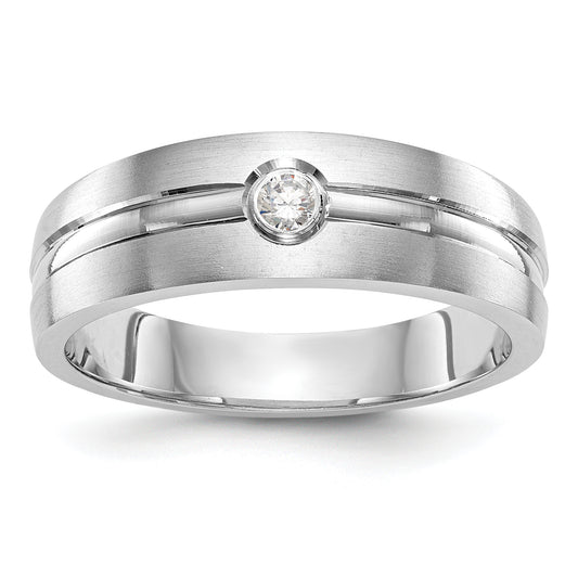 0.07ct. CZ Solid Real 14K White Gold Men's Wedding Band Ring