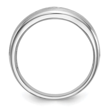 14k White Gold Raised Square Bezel Enameled 1/5 carat Diamond Complete Mens Ring
