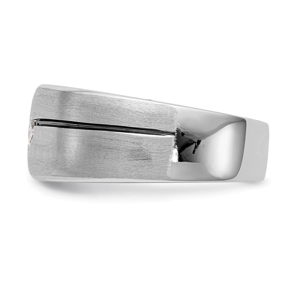 14k White Gold Real Diamond Enameled Men's Band