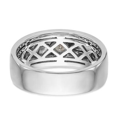 0.20ct. CZ Solid Real 14k White Gold Enameled Men's Wedding Band Ring