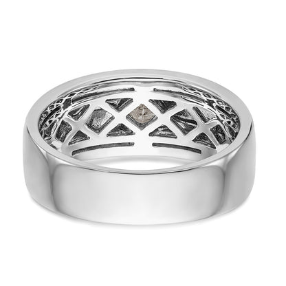 14k White Gold Real Diamond Enameled Men's Band