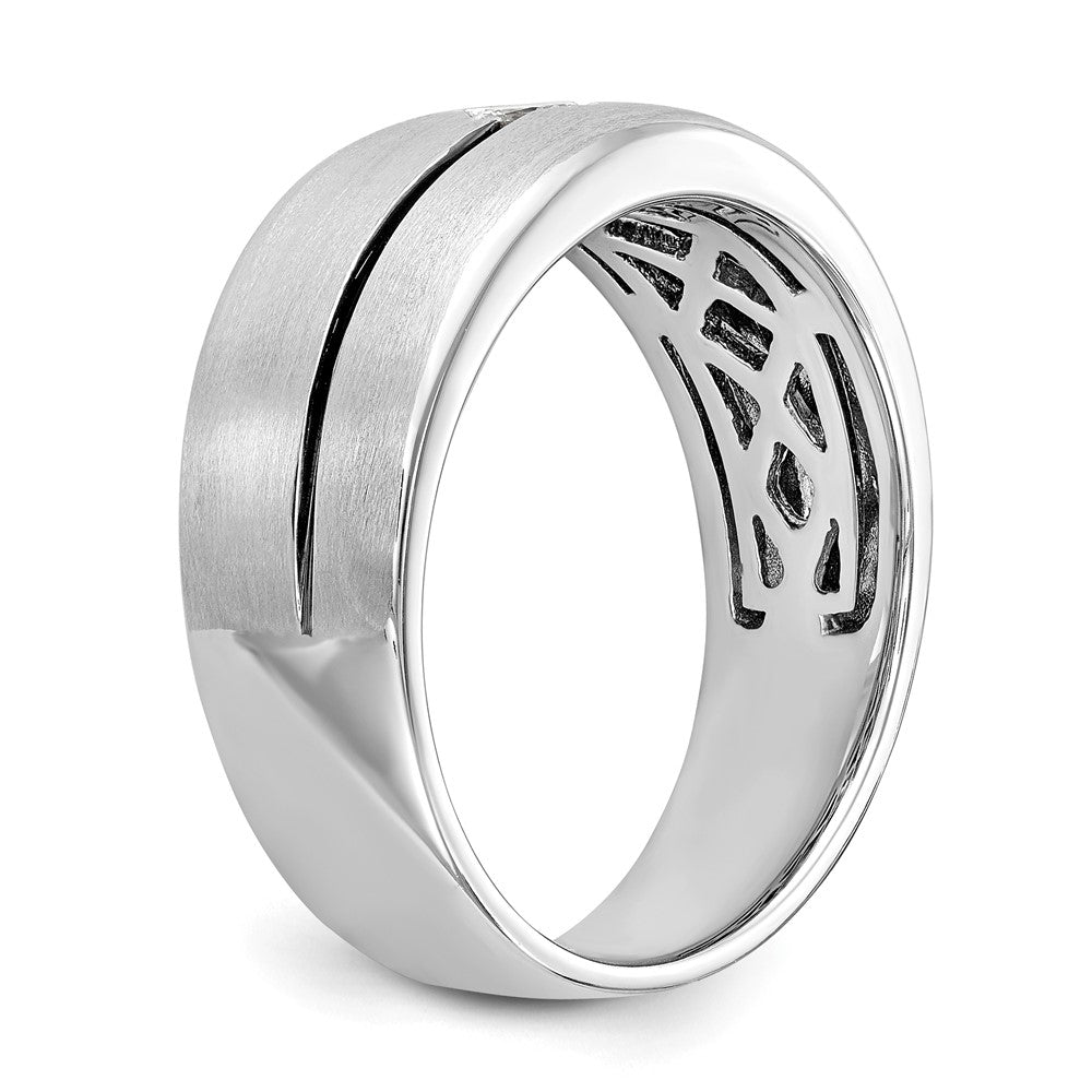 14k White Gold Real Diamond Enameled Men's Band