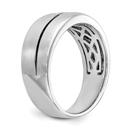 14k White Gold Real Diamond Enameled Men's Band