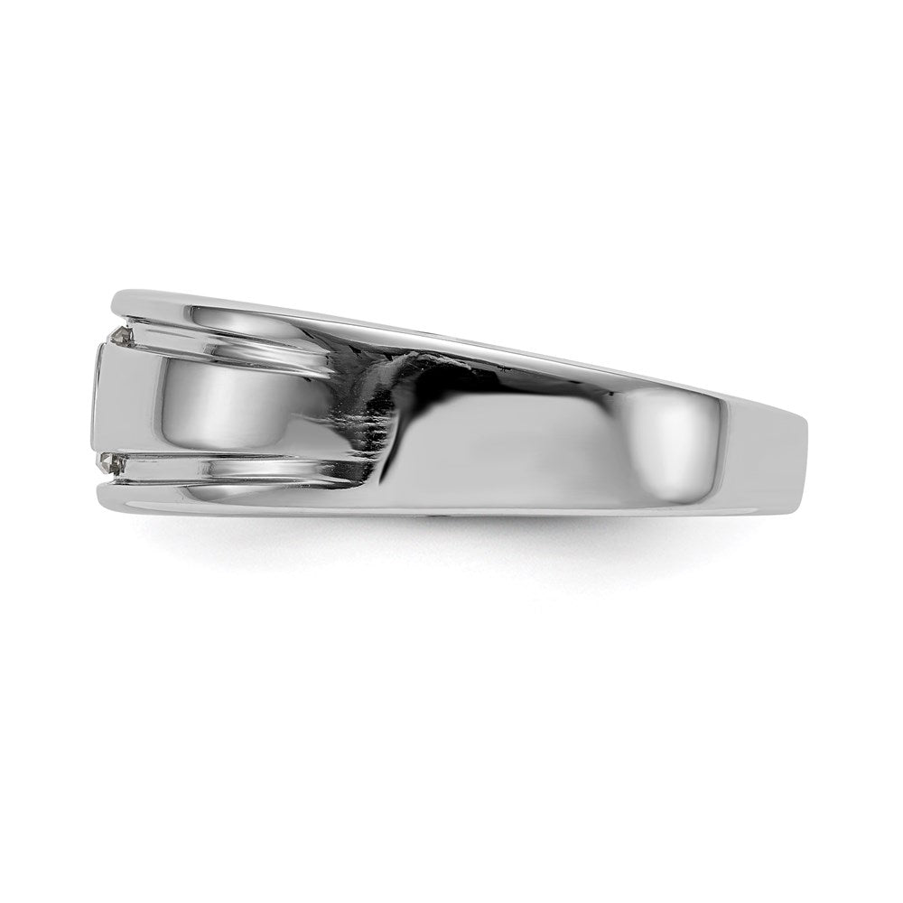 0.20ct. CZ Solid Real 14K White Gold Men's Wedding Band Ring