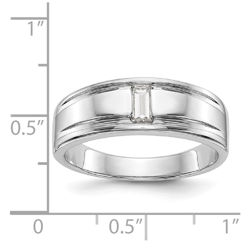 0.20ct. CZ Solid Real 14K White Gold Men's Wedding Band Ring
