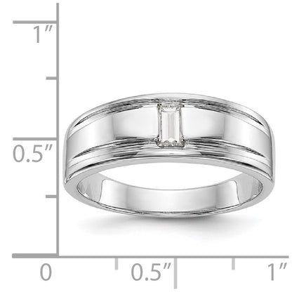 0.20ct. CZ Solid Real 14K White Gold Men's Wedding Band Ring