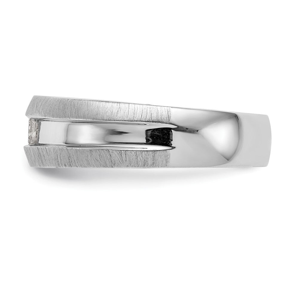 14K White Gold Real Diamond Men's Band