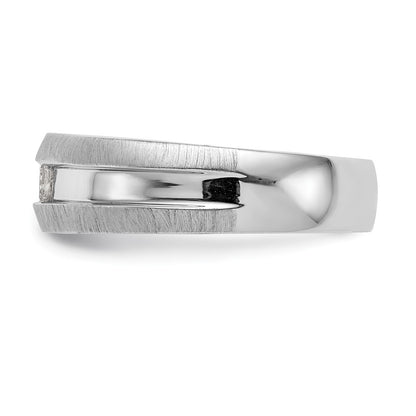 14K White Gold Real Diamond Men's Band