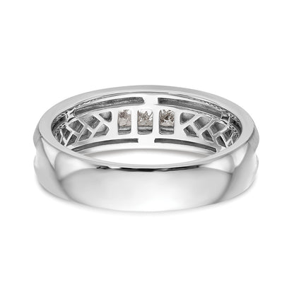 14K White Gold Real Diamond Men's Band
