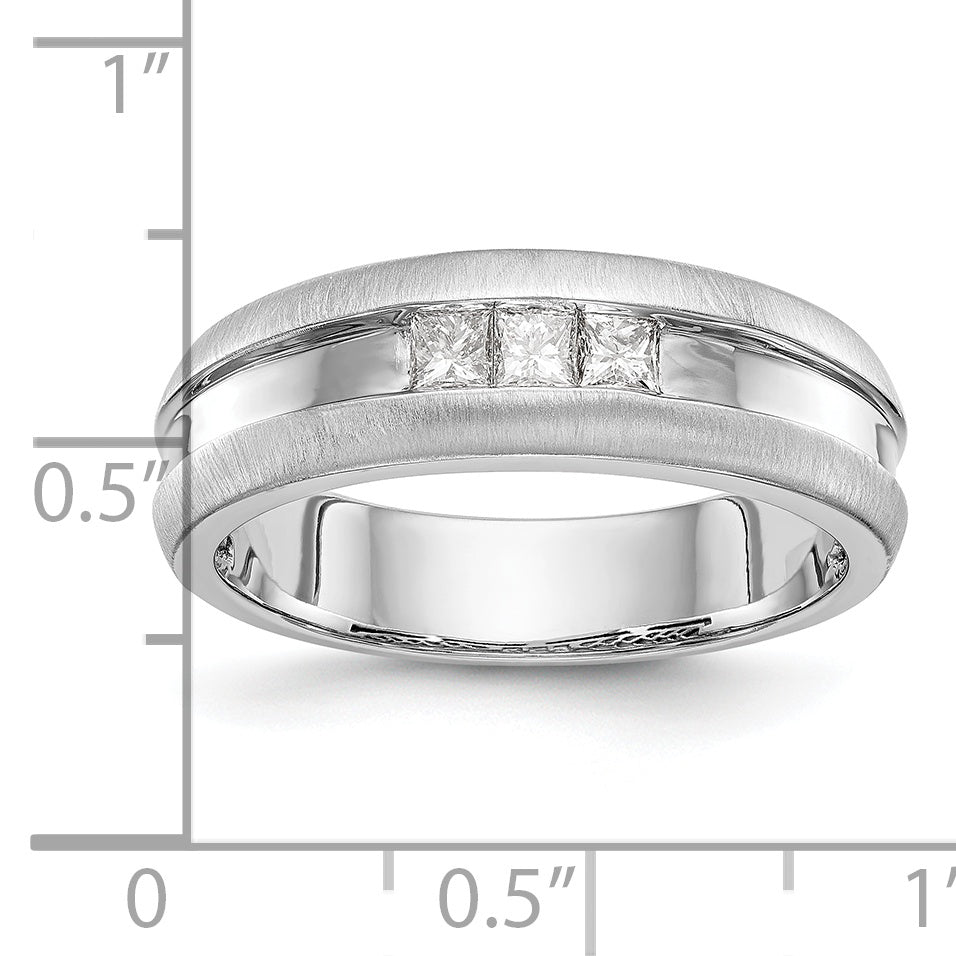 0.33ct. CZ Solid Real 14K White Gold Men's Wedding Band Ring
