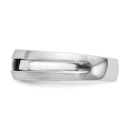 14k White Gold Real Diamond w/Sapphire Men's Band