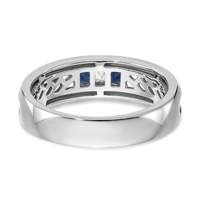 14k White Gold Real Diamond w/Sapphire Men's Band