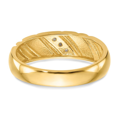 14k Yellow Gold 3-Stone 1/8 carat Diamond Complete Mens Band