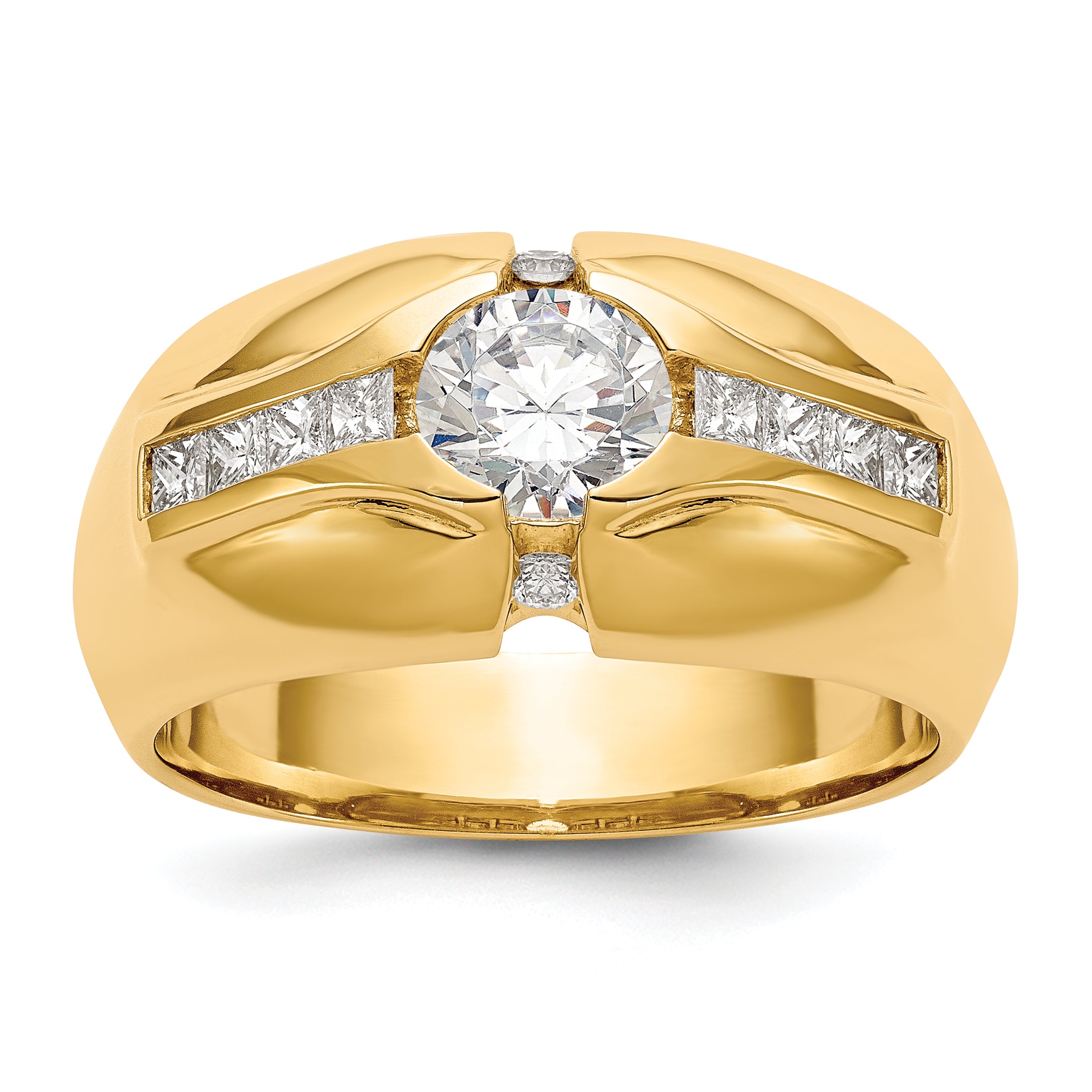 0.45ct. CZ Solid Real 14K Men's Semi Mount Wedding Band Ring
