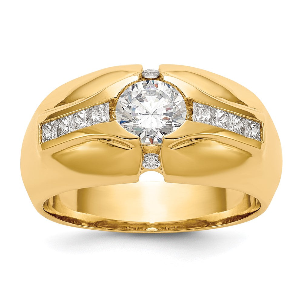 14K Yellow Gold AAA Real Diamond Men's Band