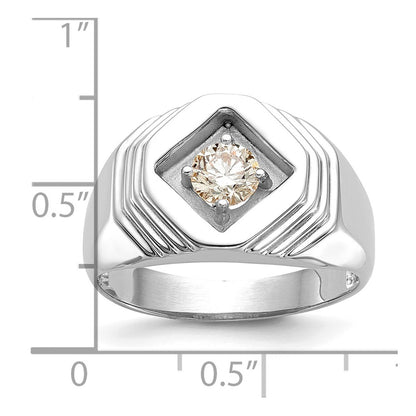 14K White Gold Real Diamond Men's Band