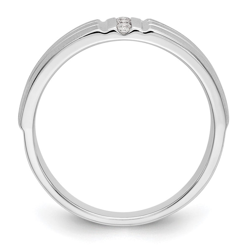 14K White Gold Real Diamond Men's Band
