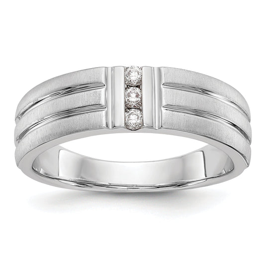 0.12ct. CZ Solid Real 14K White Gold Men's Wedding Band Ring