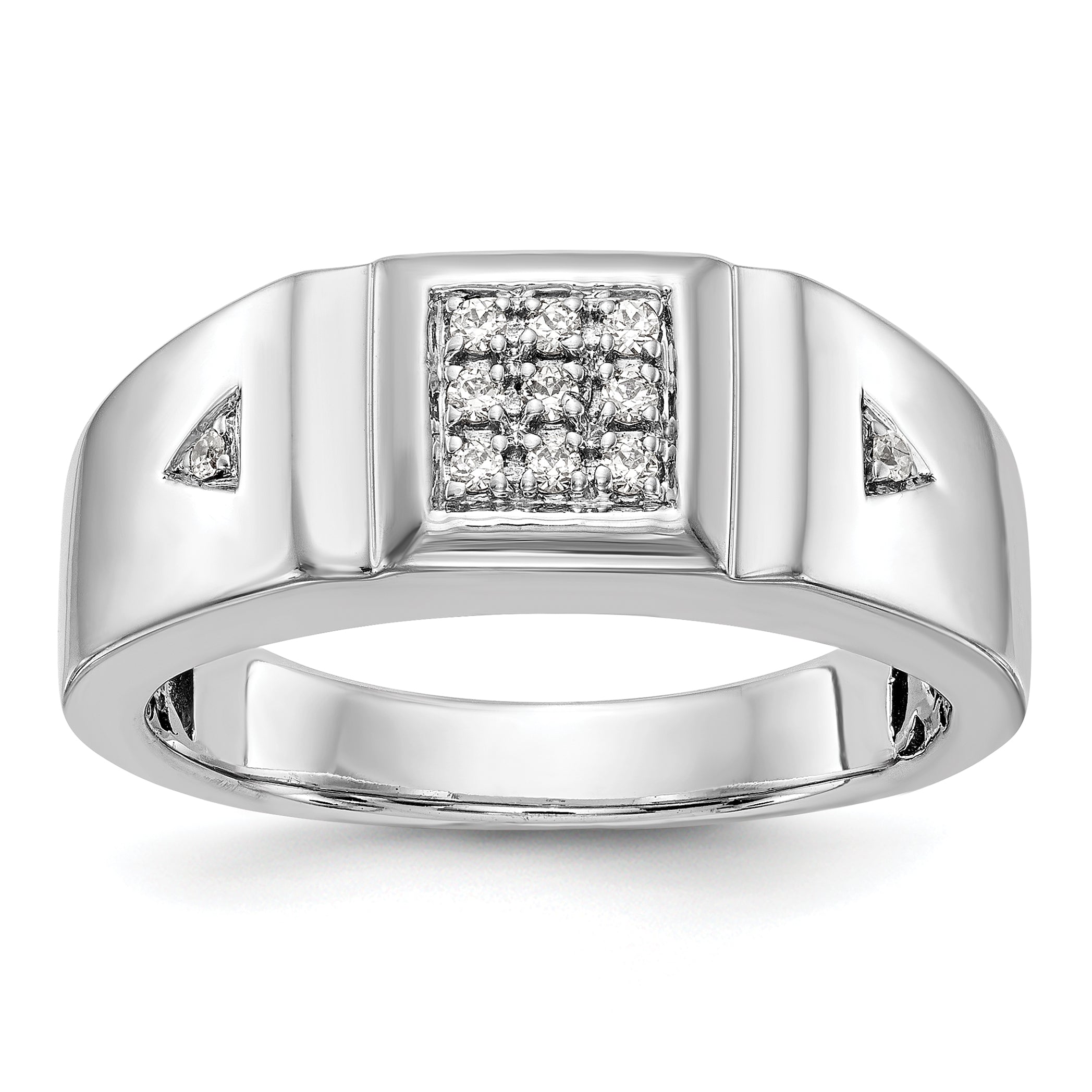 0.13ct. CZ Solid Real 14K White Gold Men's Wedding Band Ring