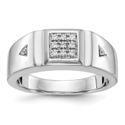 0.13ct. CZ Solid Real 14K White Gold Men's Wedding Band Ring