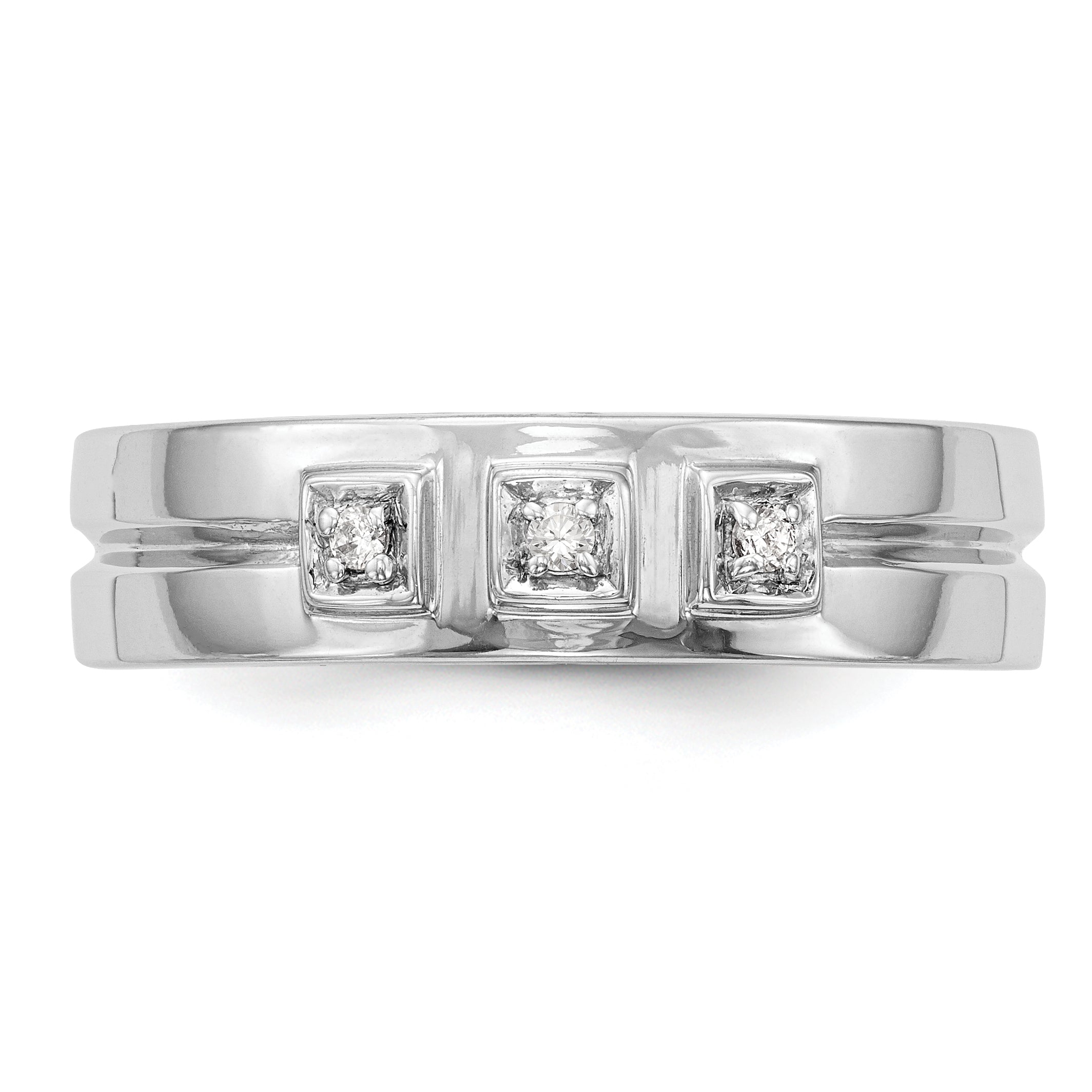 0.05ct. CZ Solid Real 14K White Gold Men's Wedding Band Ring