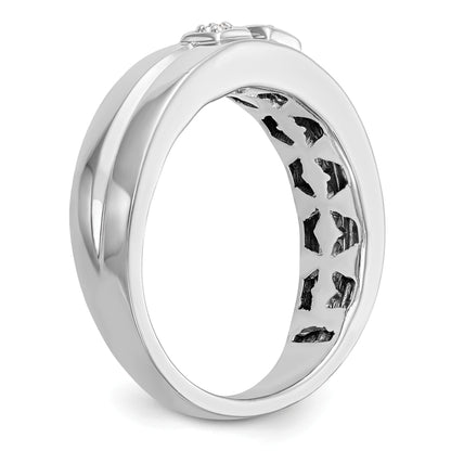 0.05ct. CZ Solid Real 14K White Gold Men's Wedding Band Ring