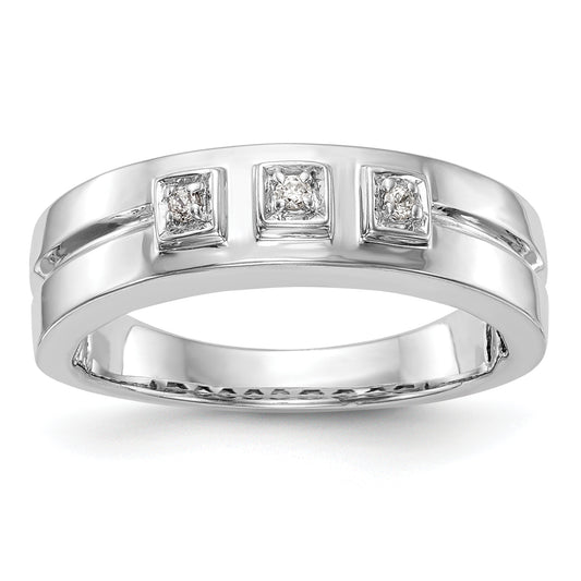 0.05ct. CZ Solid Real 14K White Gold Men's Wedding Band Ring