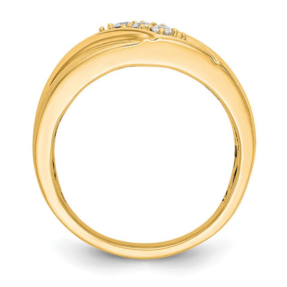 14K Yellow Gold Real Diamond Men's Band