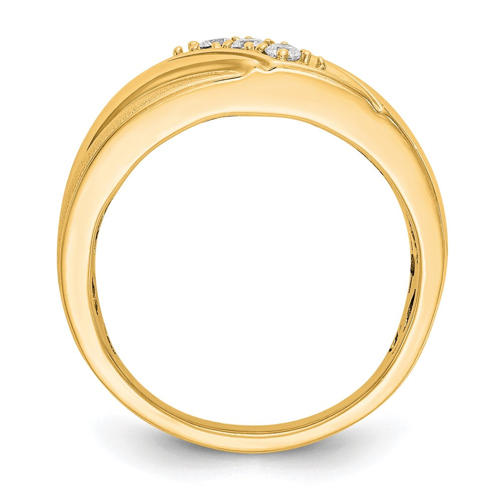 0.15ct. CZ Solid Real 14K Yellow Gold Men's Wedding Band Ring