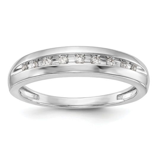 0.13ct. CZ Solid Real 14K White Gold Men's Wedding Band Ring
