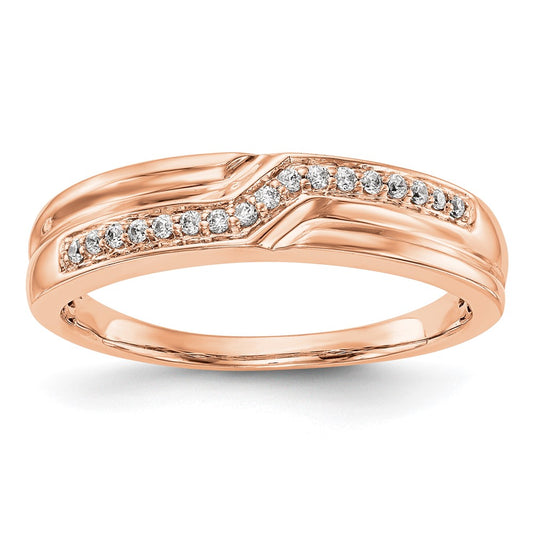 14K Rose Gold Real Diamond Men's Band